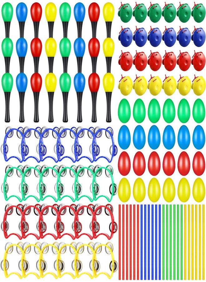 Lukmaa 120 Pcs Maracas Shaker Musical Instruments for Kids Egg Shaker Wrist Hand Band Bells Maracas Percussion Tambourine Cymbals Plastic Castanets for Preschool Early Music Learning Toy - Image 1